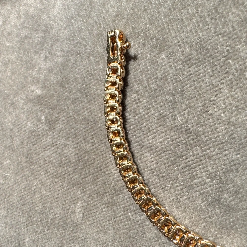14k Gold Half Bezel Diamond Link Tennis Bracelet